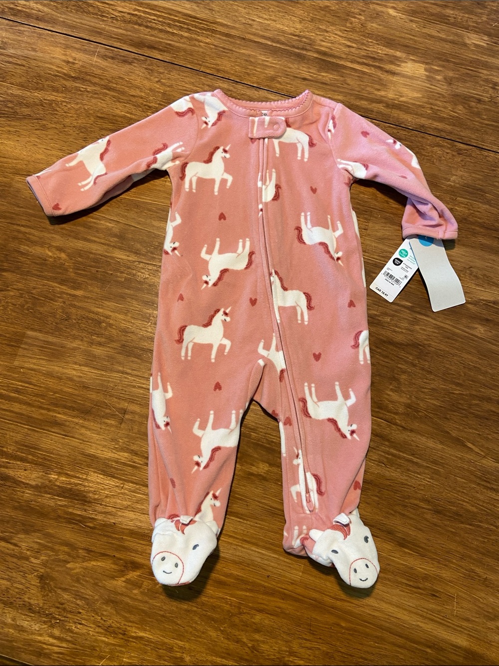 Carter's Pink Unicorn Fleece Footed One-Piece